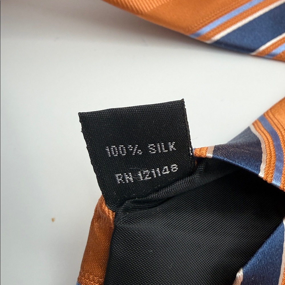 Michael Kors Men's Orange & Blue Striped Tie 100% silk - Picture 4 of 4